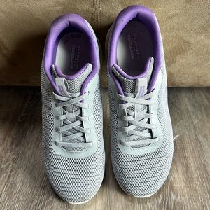 Gray and purple Skechers Gowalk sneakers.size women 10